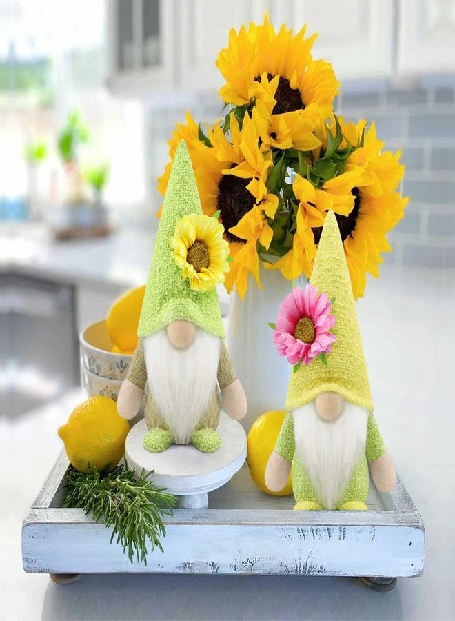 Gehydy Set of 2 Spring Gnomes Decoration Easter Summer Sunflower Gnome Handmade Decor for Home Kitchen Tiered Tray - Image 5
